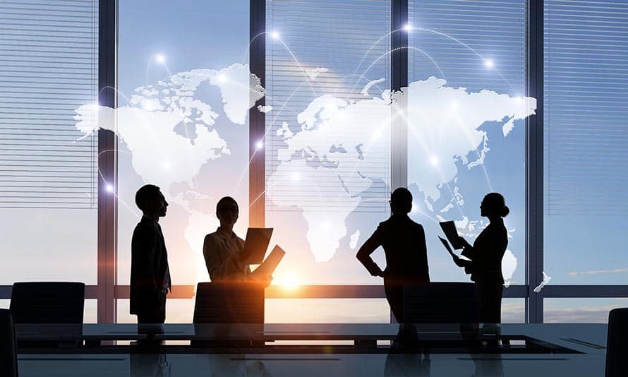 Business professionals discussing compliance matters